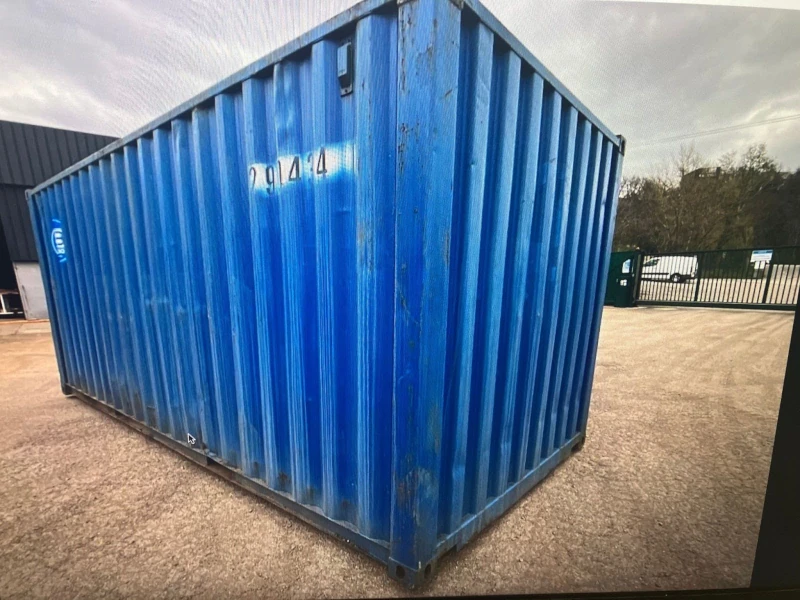 Container 20 pieds d’occasion bleu – vue extérieure, modèle étanche pour stockage
