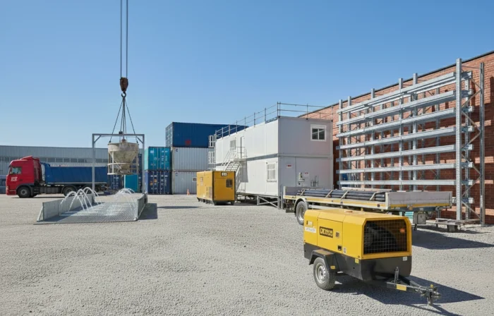 Négoce de matériel BTP avec engins, containers et équipements de chantier
